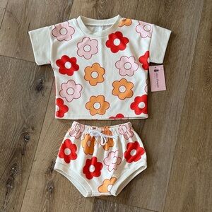 Flower Power Waffle Floral Print Toddler Outfit Size 3t